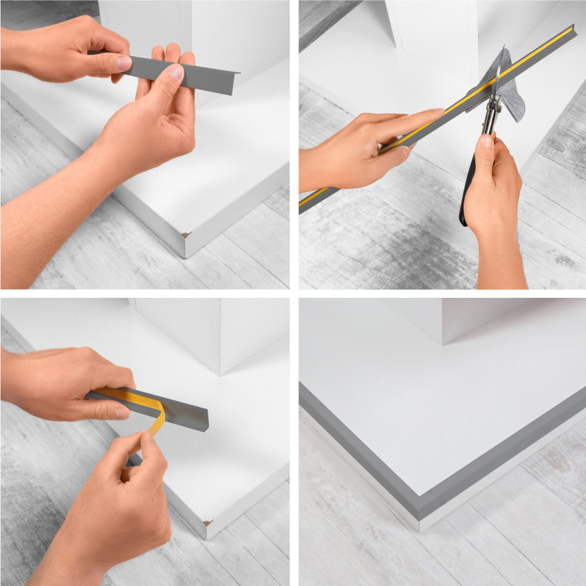 Winkelprofil Selbstklebend PVC Kantenschutzprofil, Winkelleiste für Kanten und Ecken, Flexibel, L-Form, KM, rot