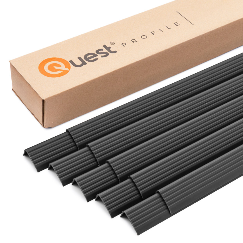 Satz: Selbstklebende Anti-Rutsch-Treppenprofile, schwarz, 40x25 mm, 100 cm