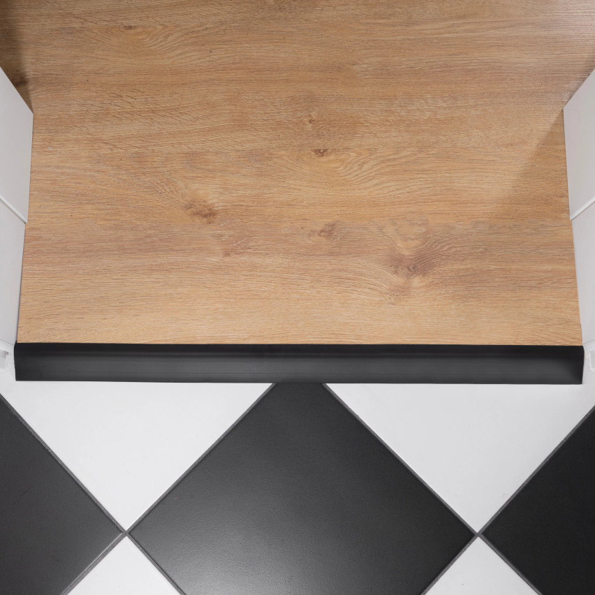 Selbstklebendes Flexibles PVC-Rampenprofil für Fliesen und Teppiche, Dunkelgrau
