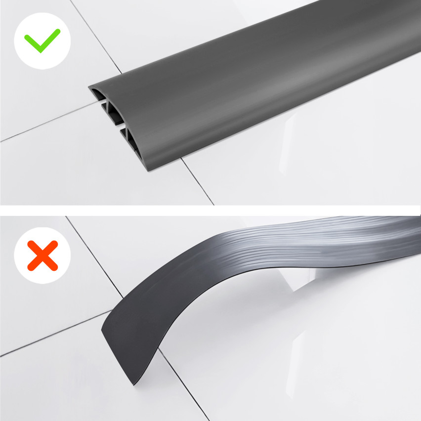 Kabelkanal PVC Kabelbrücke Boden, Stolperschutz, 3 Kanäle, Halbrund, Zuschneidbar , weiß