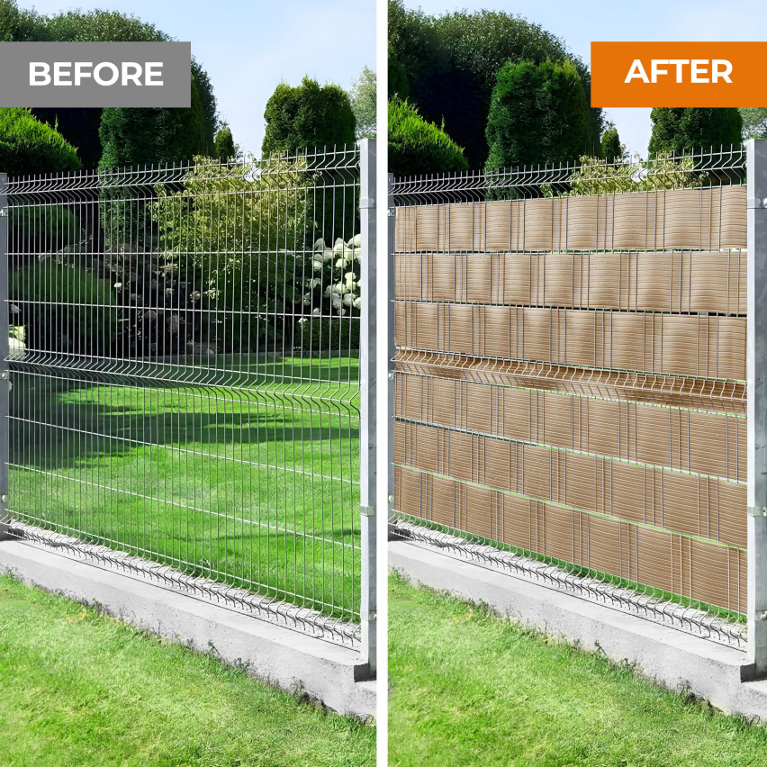 Sichtschutzstreifen für Doppelstabmatten, Sichtschutz für Garten, Zaun und Balkon UV-beständig, 900 g/m2, 19cm, beige