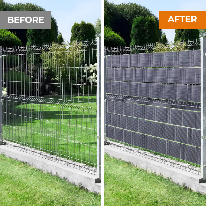 Sichtschutzstreifen für Doppelstabmatten, Sichtschutz für Garten, Zaun und Balkon UV-beständig, 900 g/m2, 19cm, anthrazit