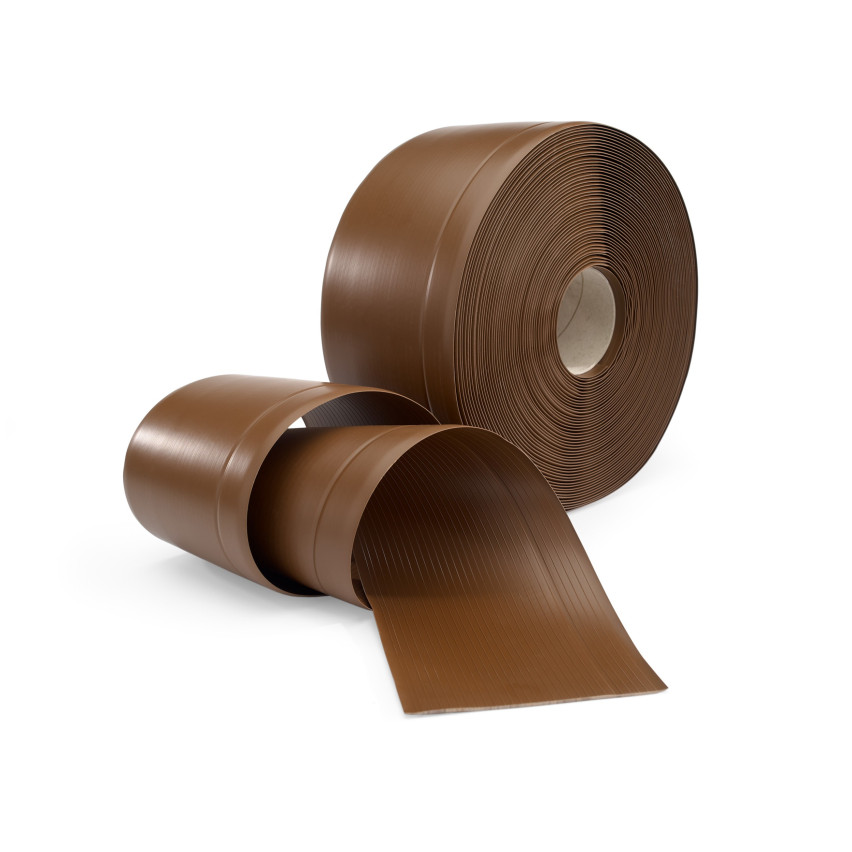 Weichsockelleiste ohne Klebeband 100x25 mm, PVC Sockelleiste, Breite Knickleiste für Wände, Boden, Flexibel, Dekorativ, UV-beständig, braun