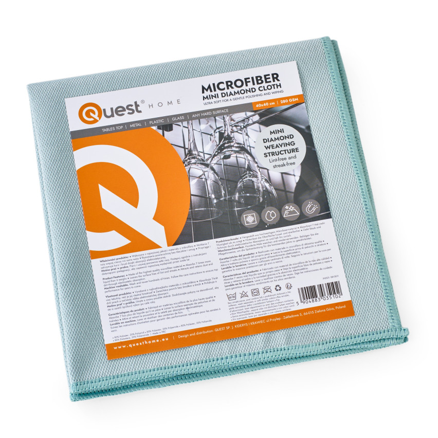 Mikrofasertuch 40x40cm, Reinigungstuch aus Microfaser zum Reinigen und Polieren von Glas, Spiegeln - Diamond Glas , hellblau