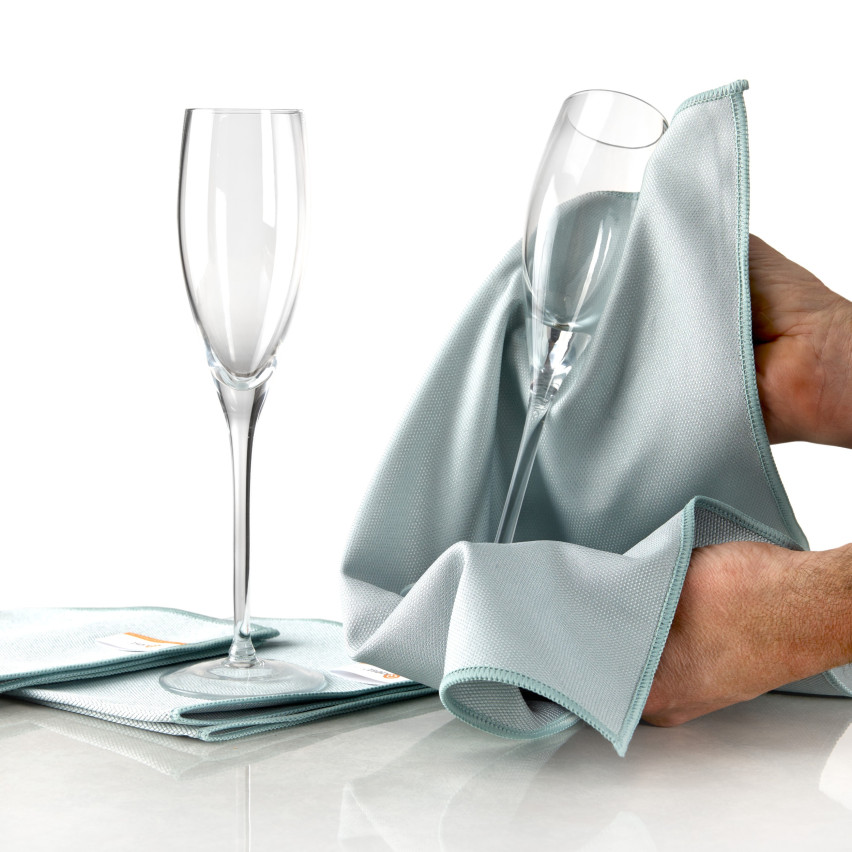 Mikrofasertuch 40x40cm, Reinigungstuch aus Microfaser zum Reinigen und Polieren von Glas, Spiegeln - Diamond Glas , hellblau