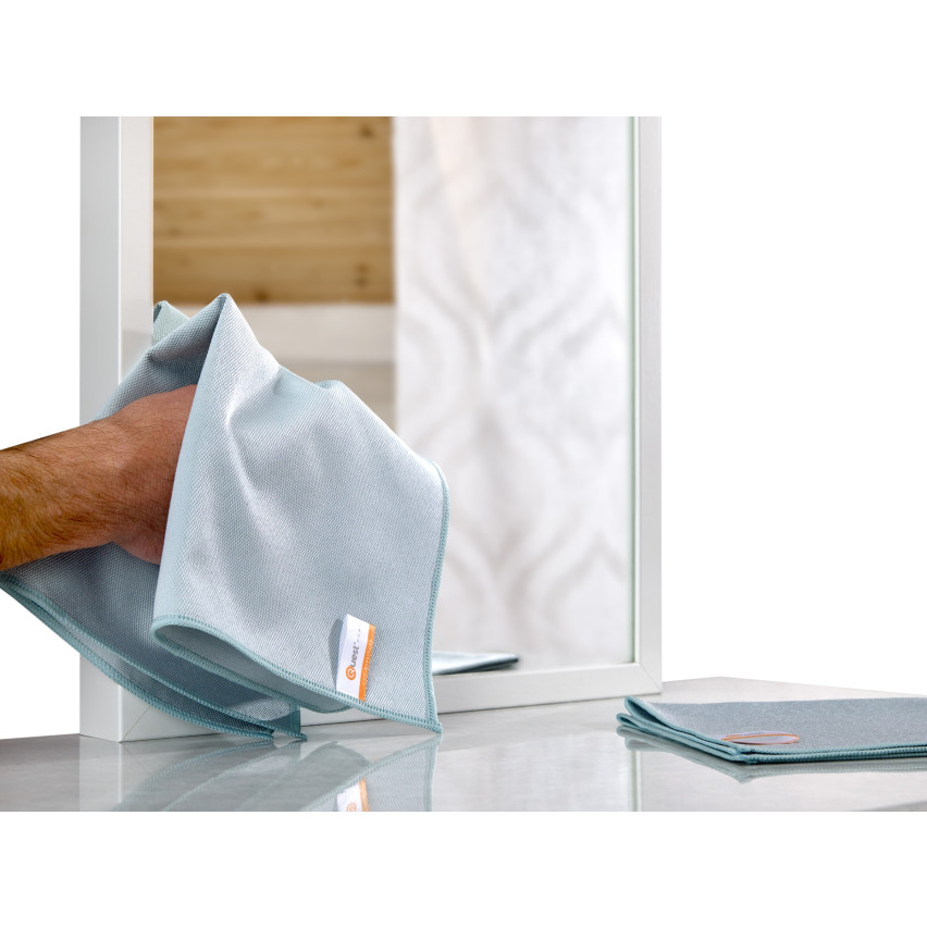 Mikrofasertuch 40x40cm, Reinigungstuch aus Microfaser zum Reinigen und Polieren von Glas, Spiegeln - Diamond Glas , hellblau