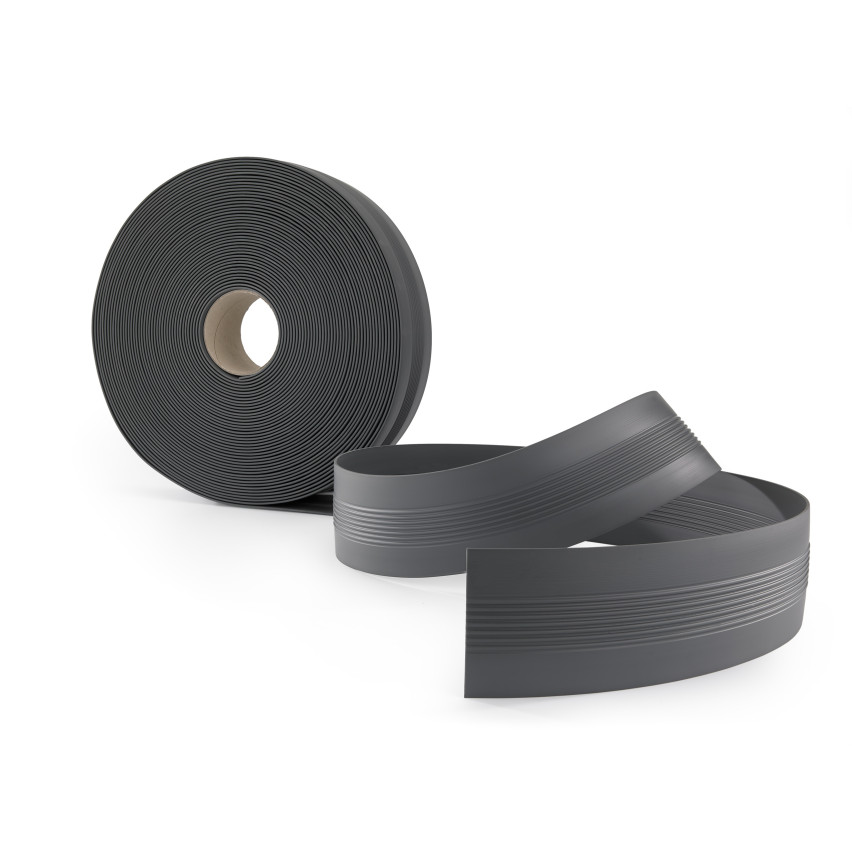 Antirutsch Übergangsprofil ohne Klebeband 25 m, dunkelgrau, PVC Übergangsleiste, Bodenprofil für Innenbereich, Flexibel, Flach