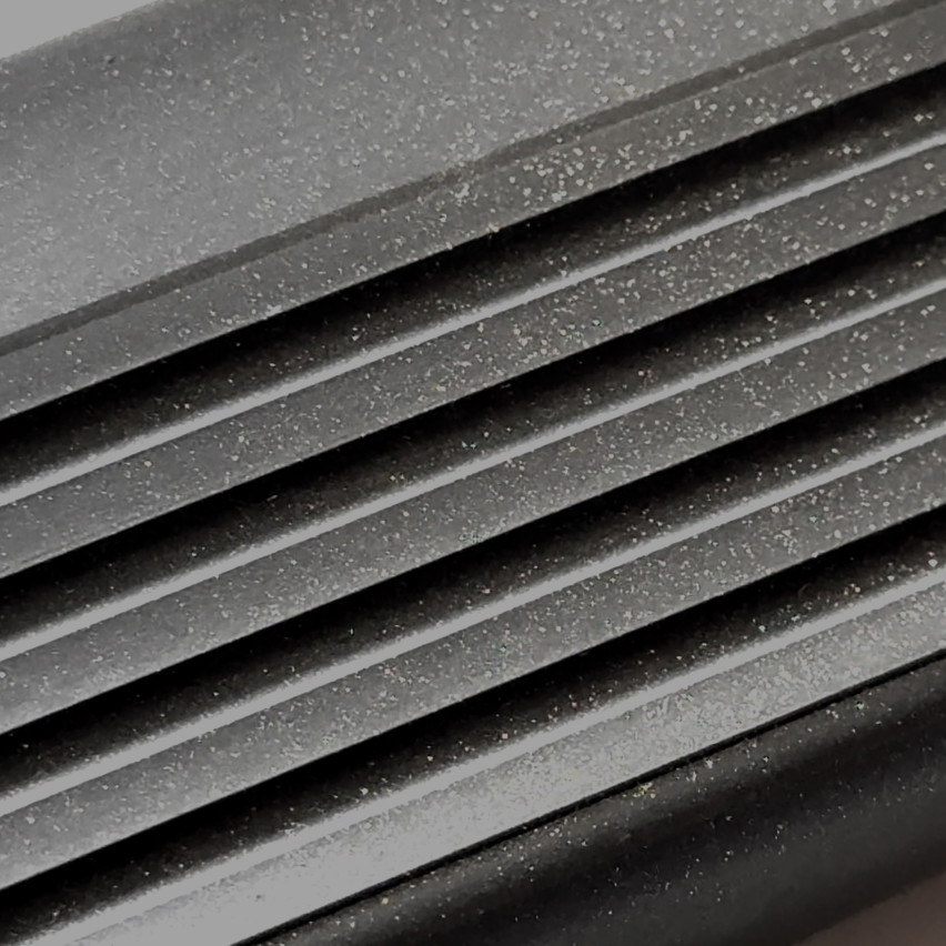 Treppenkantenprofil 50x42 mm, 150 cm, schwarz-silber, Treppenprofil PVC für Treppenstufen, Treppenkantenschutz mit Rillen, Antirutsch, RGP