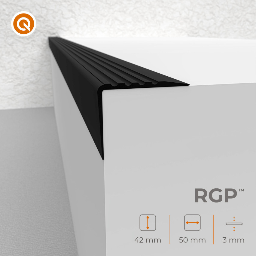 Treppenkantenprofil Selbstklebend 50x42 mm, Treppenprofil PVC für Treppenstufen, Treppenkantenschutz mit Rillen, Antirutsch, RGP, rot