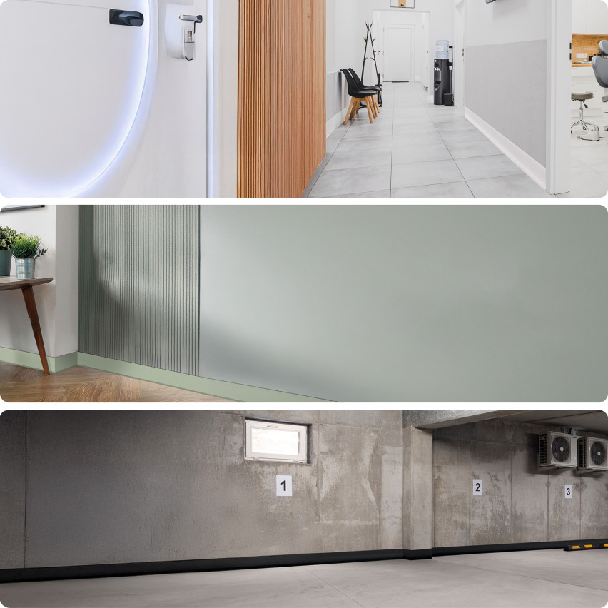 Weichsockelleiste Selbstklebend 50x20 mm, PVC Sockelleiste, Knickleiste für  Wand, Boden Flexibel, Dekorativ, UV-beständig, grau