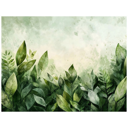 Fototapete Grün Natur Blätter Beton für Schlafzimmer Wohnzimmer Tapete 350X250 15398