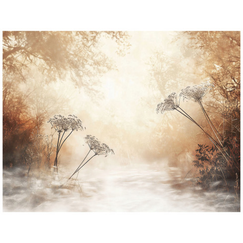 Wallpaper Bäume Wald Boho Beige auf Vlies Schlafzimmer Wohnzimmer Tapete 300X210