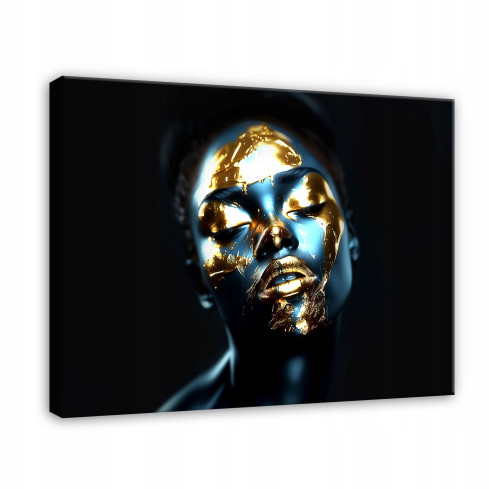 GESICHT ABSTRACT GOLDEN MODERNES BILD AUF WANDPLATTE 60x40