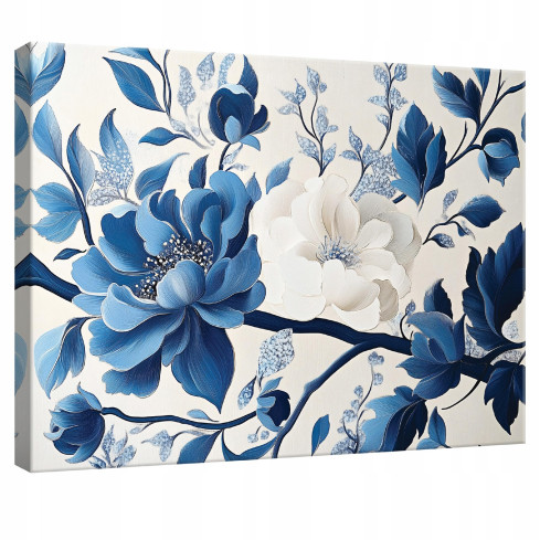BLAUE BLUMEN FÜR DAS SITZZIMMER WOHNZIMMER KÜCHE 60x40 PP15427