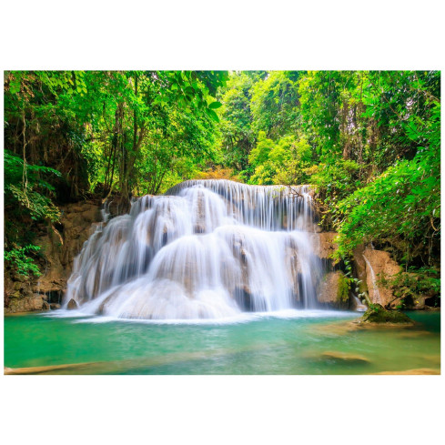 Fototapete Wasserfall im Wald 3D für Schlafzimmer Wohnzimmer Fototapete 250X175