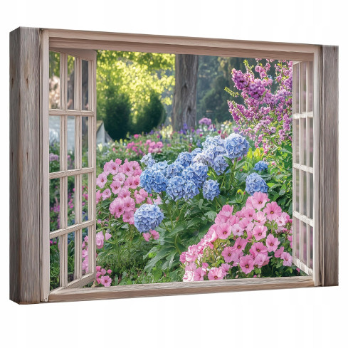 Wandtafel Gemälde Fenster Garten Blumen Schlafzimmer Wohnzimmer Küche 60x40
