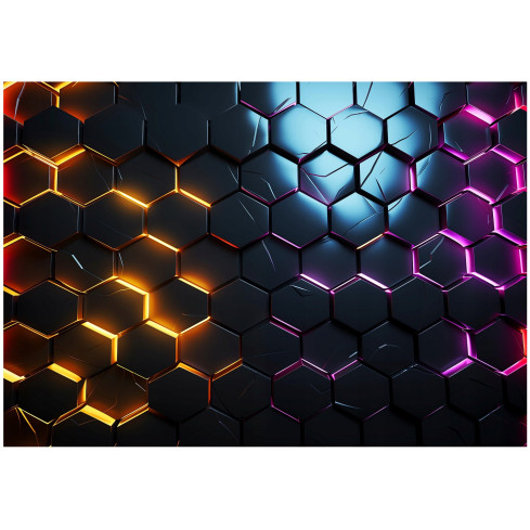 Jugend Wandtattoo 3D Sechsecke für Jungen Tapete 300X210 15054