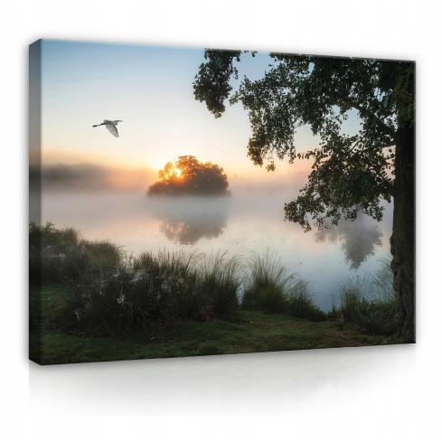 Leinwandbild LAKE NATURE Nebelansicht 120x80