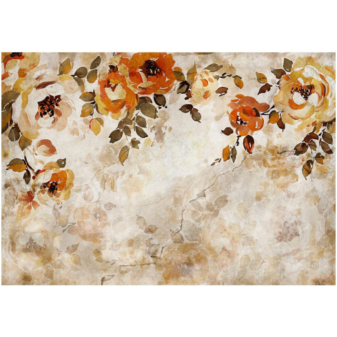 Wallpaper Blumen auf Beton Vintage Rosen für Schlafzimmer Wohnzimmer Tapete 150X105