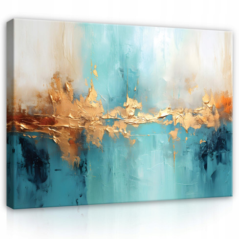 Bild ABSTRACT GOLD BLUE Großes Wohnzimmer 100x70